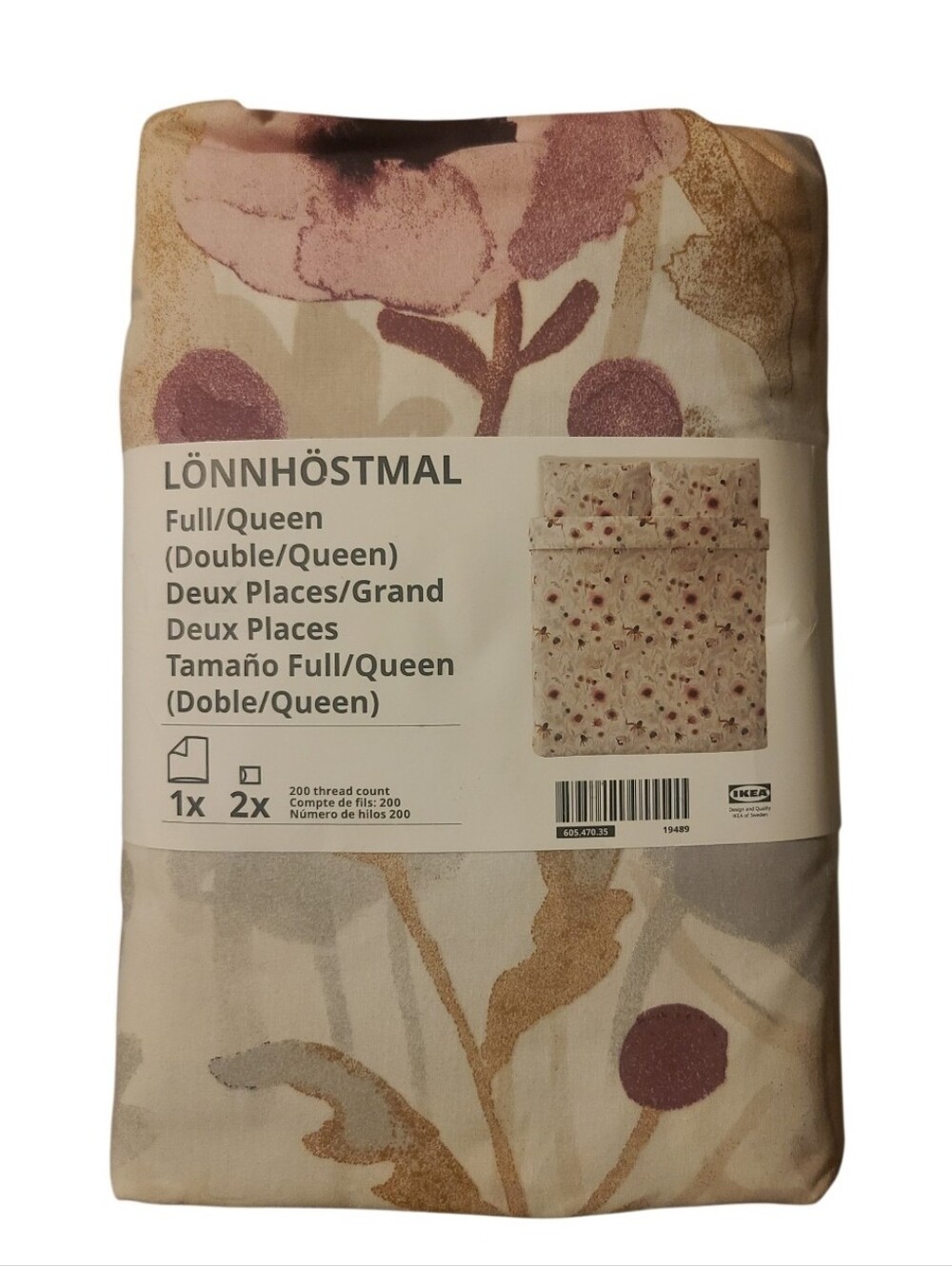 IKEA LÖNNHÖSTMAL Full/Queen Size Duvet Cover + 2 Pillowcases